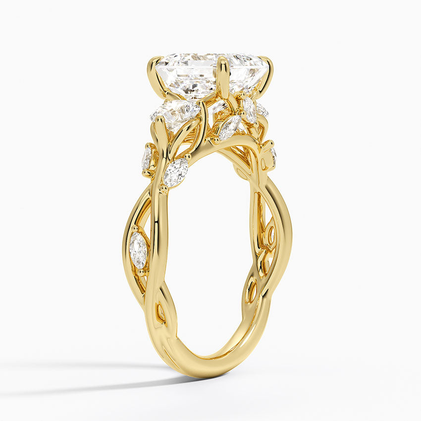 Secret Garden Three Stone Diamond Ring (3/4 ct. tw.) - Asscher Cut Center Stone