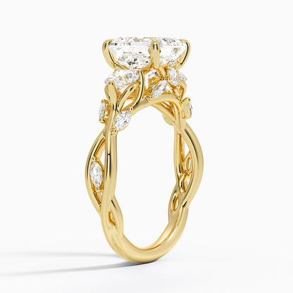 Secret Garden Three Stone Diamond Ring (3/4 ct. tw.) - Asscher Cut Center Stone