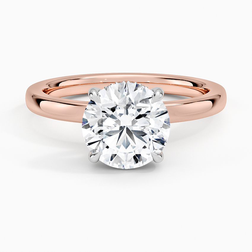 Platinum Mixed Metal Audrey 2mm Diamond Ring - Round Center Stone