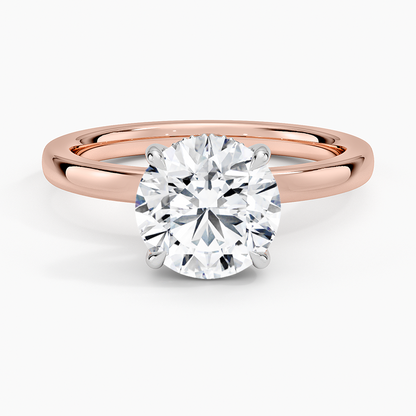 Platinum Mixed Metal Audrey 2mm Diamond Ring - Round Center Stone