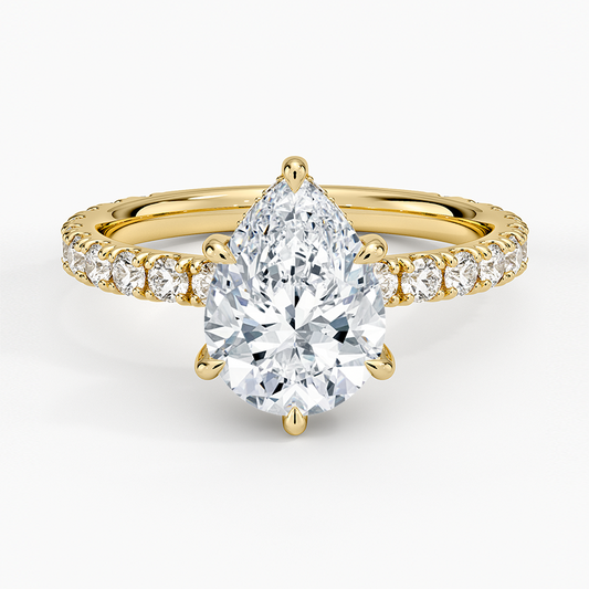 Grand Perfect Fit Three-Quarter Diamond Ring - Pear Center Stone