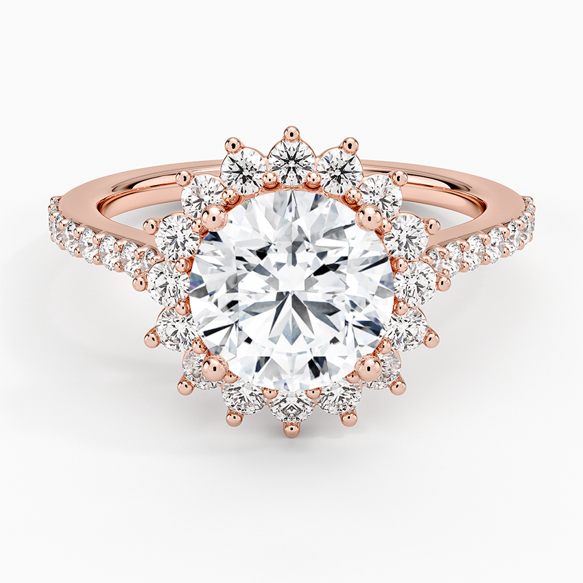 Luxe Sunburst Halo Diamond Ring (1/2 ct. tw.) - Round Center Stone