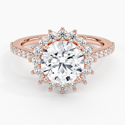 Luxe Sunburst Halo Diamond Ring (1/2 ct. tw.) - Round Center Stone