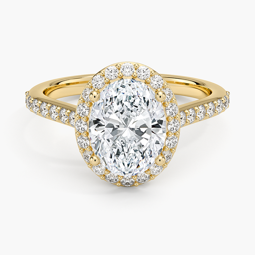 Halo Diamond Ring with Side Stones (1/3 ct. tw.) - Oval Center Stone