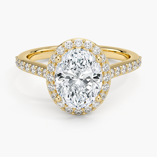 Halo Diamond Ring with Side Stones (1/3 ct. tw.) - Oval Center Stone