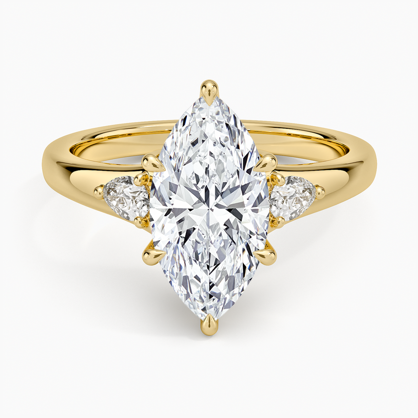 Aria Three Stone Signet Diamond Ring (1/4 ct. tw.) - Marquise Cut Center Stone