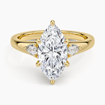 Aria Three Stone Signet Diamond Ring (1/4 ct. tw.) - Marquise Cut Center Stone