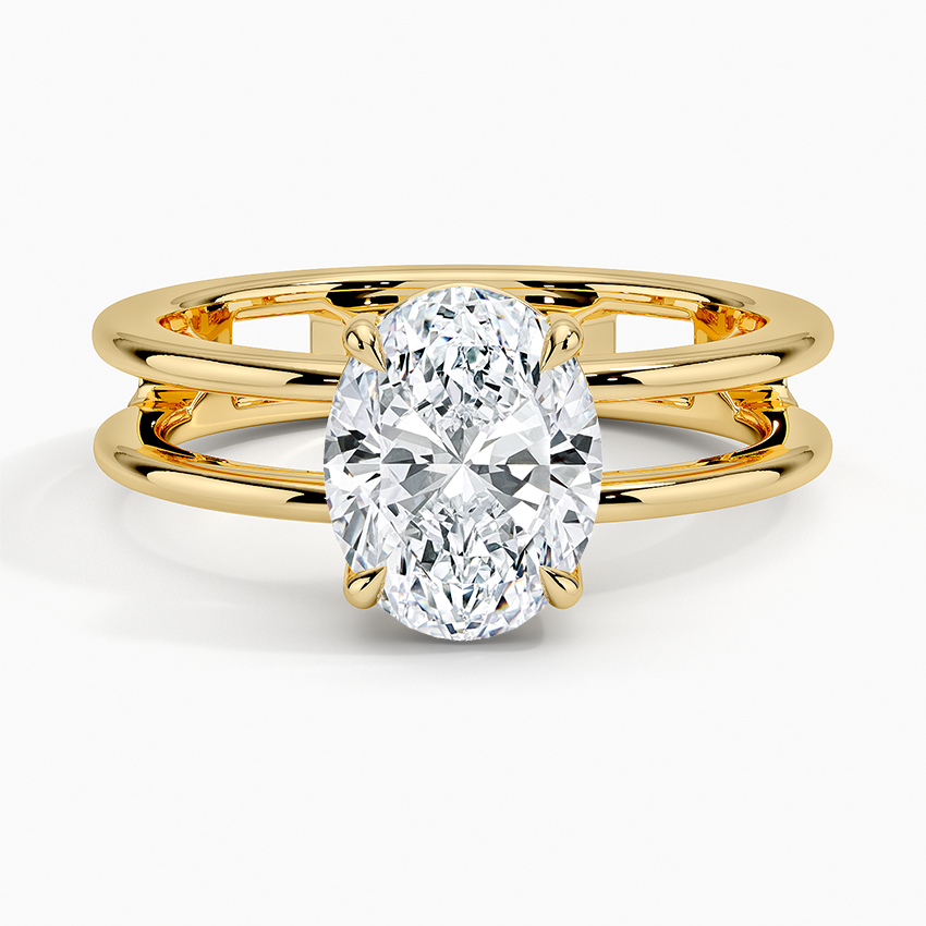 Aimee Open Double Band Solitaire Ring - Oval Center Stone
