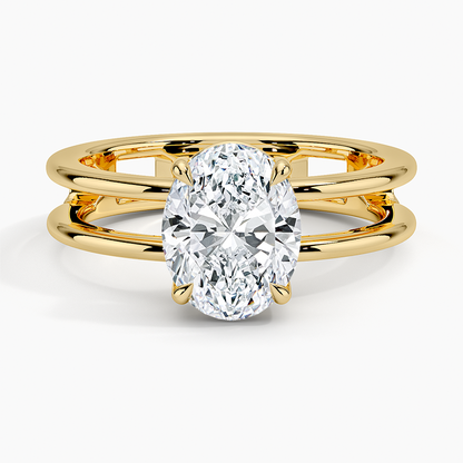 Aimee Open Double Band Solitaire Ring - Oval Center Stone