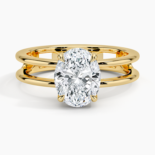 Aimee Open Double Band Solitaire Ring - Oval Center Stone