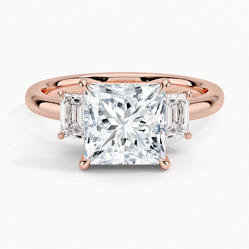 Rhiannon Emerald Cut Three Stone Diamond Ring (1/2 ct. tw.) - Princess Cut Center Stone