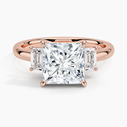 Rhiannon Emerald Cut Three Stone Diamond Ring (1/2 ct. tw.) - Princess Cut Center Stone