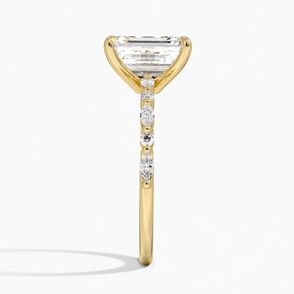 Delicate Versailles Diamond Ring - Emerald Cut Center Stone