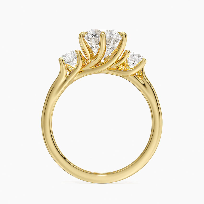 Luxe Delilah Three Stone Diamond Ring - Round Center Stone