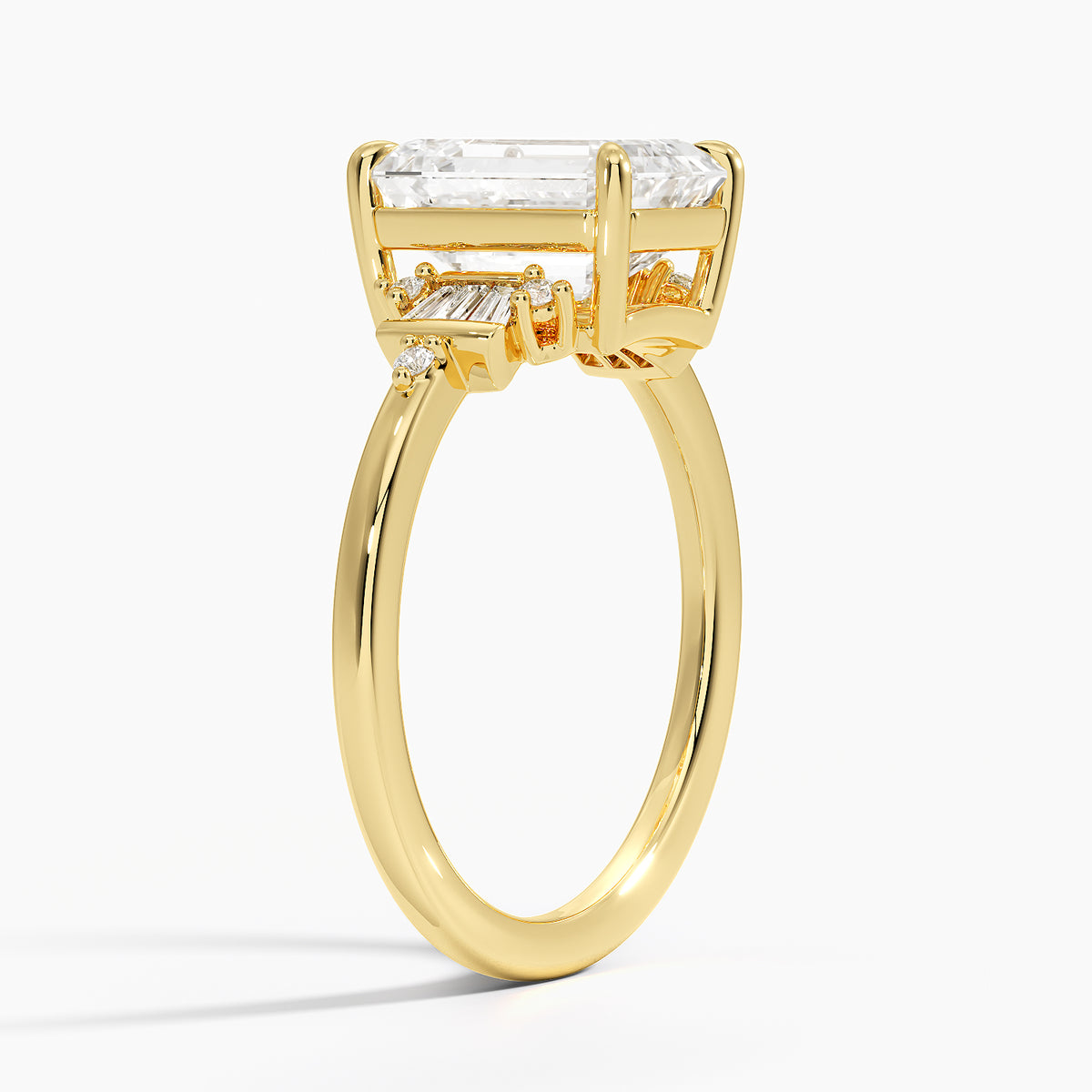 Daphne Art Deco Ring (1/8 ct. tw.) - Emerald Cut Center Stone