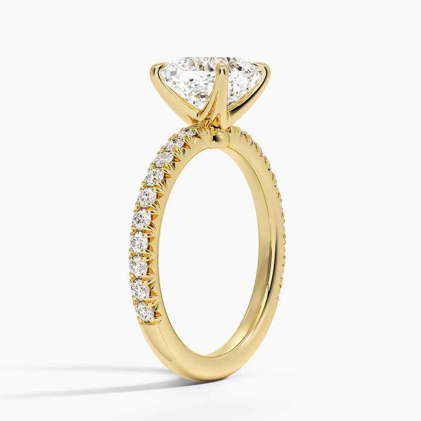 Amelie Three-Quarter Coverage Diamond Ring - Cushion Cut Center Stone