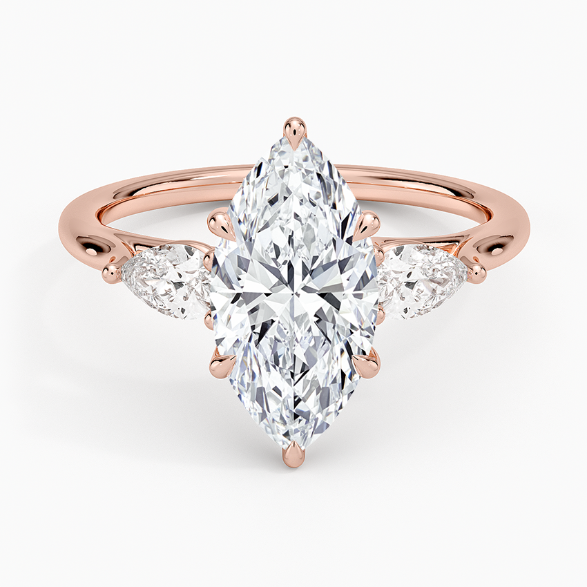 Luxe Delilah Three Stone Pear Diamond Ring - Marquise Center Stone