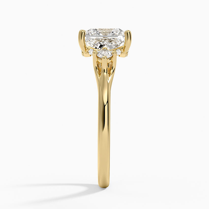 Floating Three Stone Diamond Ring - Princess Cut Center Stone