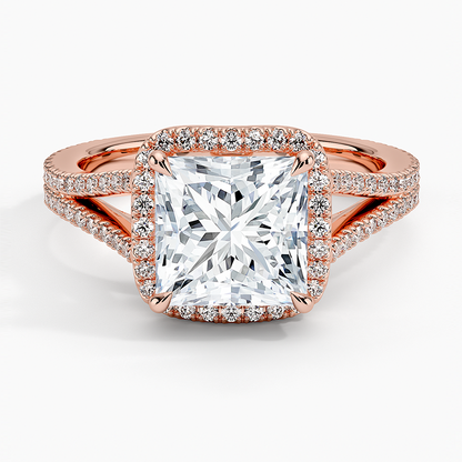 Fortuna Halo Diamond Ring (1/2 ct. tw.) - Princess Cut Center Stone