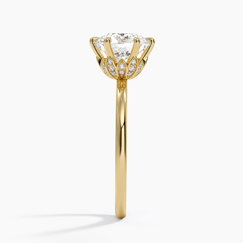 Petal Six Prong Diamond Ring - Round Center Stone