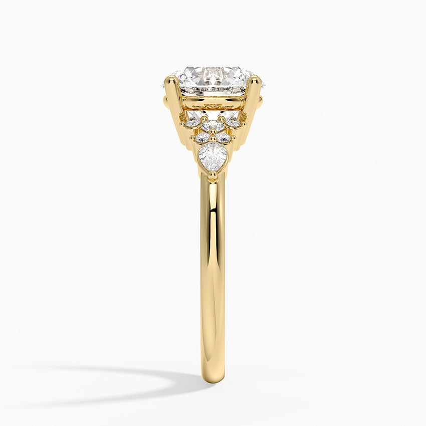 Rosette Diamond Ring - Round Center Stone