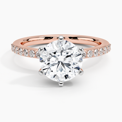 Six Prong Petite Shared Prong Diamond Ring (1/5 ct. tw.) - Round Center Stone