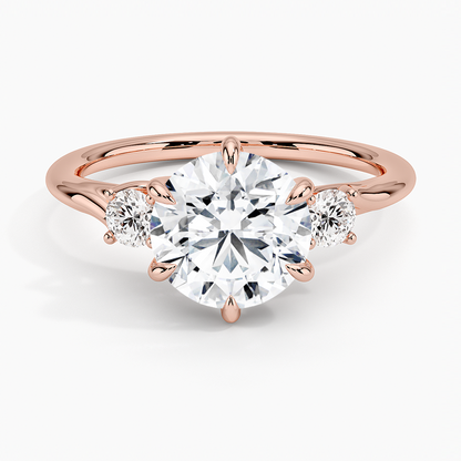 Delilah Three Stone Diamond Ring - Round Center Stone