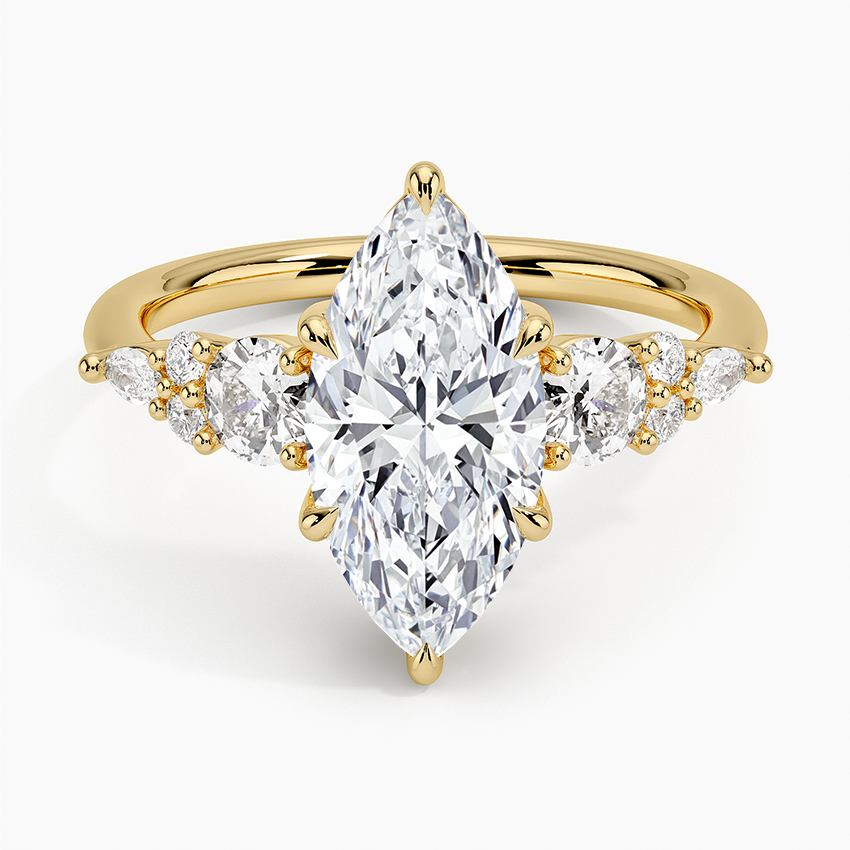 Nadia Three Stone Diamond Ring - Marquise Center Stone