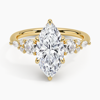 Nadia Three Stone Diamond Ring - Marquise Center Stone