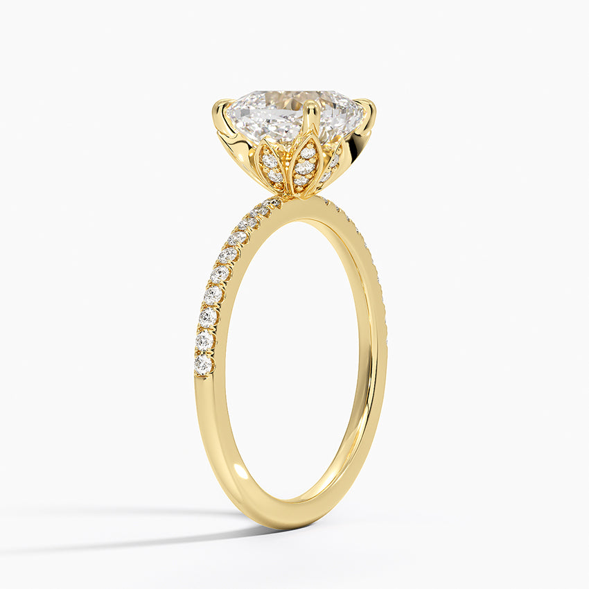 Luxe Petal Diamond Ring - Cushion Cut Center Stone