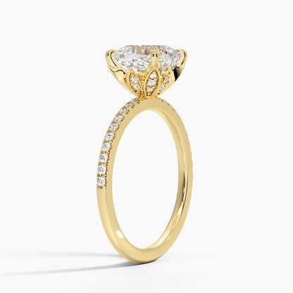 Luxe Petal Diamond Ring - Cushion Cut Center Stone