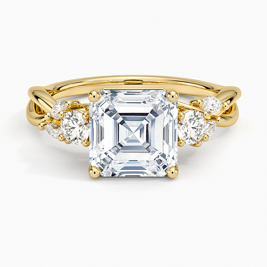 Willow Three Stone Diamond Ring (1/3 ct. tw.) - Asscher Cut Center Stone