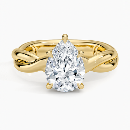 Hazel Twist Solitaire Diamond Ring - Pear Cut Center Stone