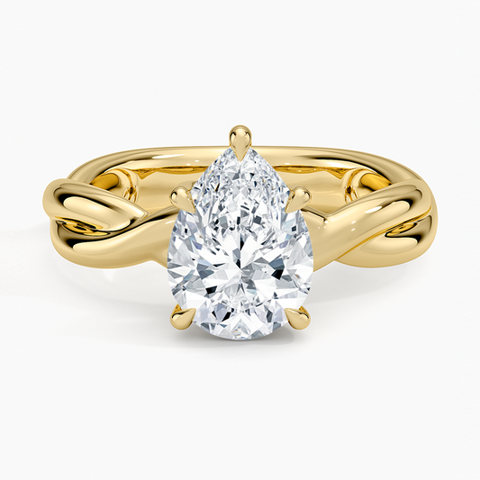 Hazel Twist Solitaire Diamond Ring - Pear Cut Center Stone