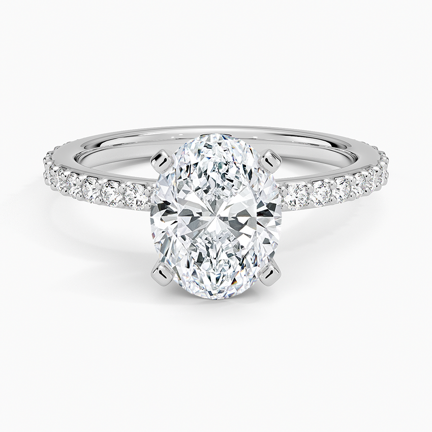 Petite Shared Prong Three-Quarter Coverage Diamond Ring (1/3 ct. tw.) - Oval Center Stone