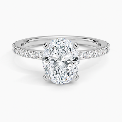 Petite Shared Prong Three-Quarter Coverage Diamond Ring (1/3 ct. tw.) - Oval Center Stone
