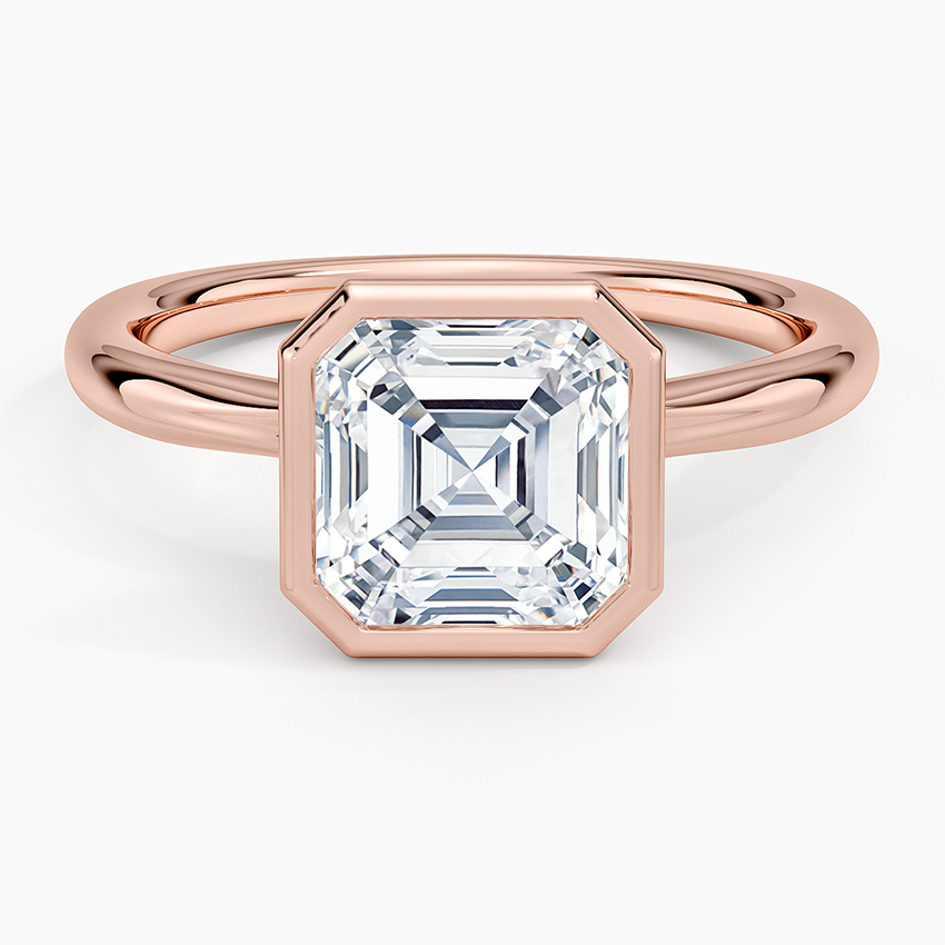Freesia Bezel Solitaire Ring - Asscher Cut Center Stone