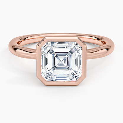 Freesia Bezel Solitaire Ring - Asscher Cut Center Stone