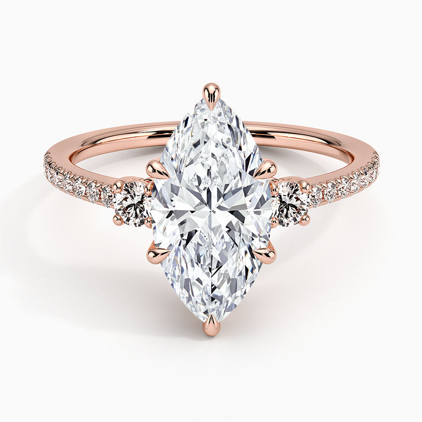 Lyra Three Stone Diamond Ring (1/4 ct. tw.) - Marquise Center Stone