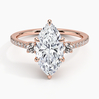 Lyra Three Stone Diamond Ring (1/4 ct. tw.) - Marquise Center Stone