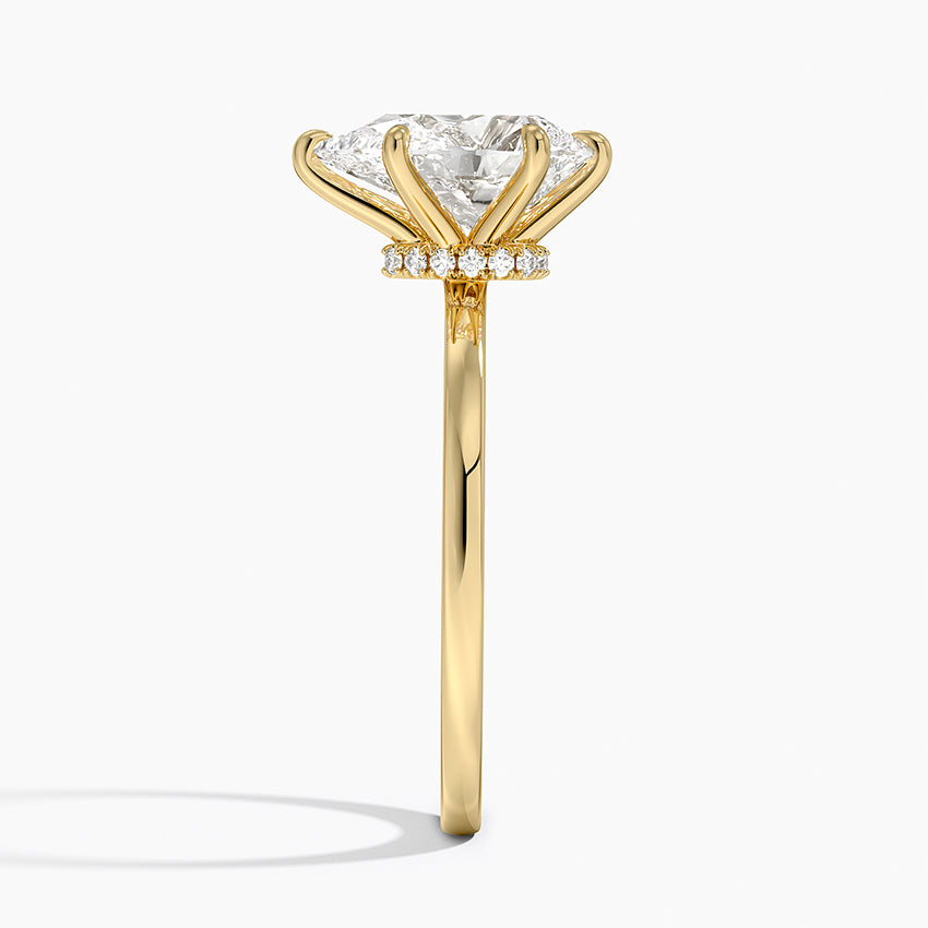 Secret Halo Six-Prong Diamond Ring - Pear Center Stone
