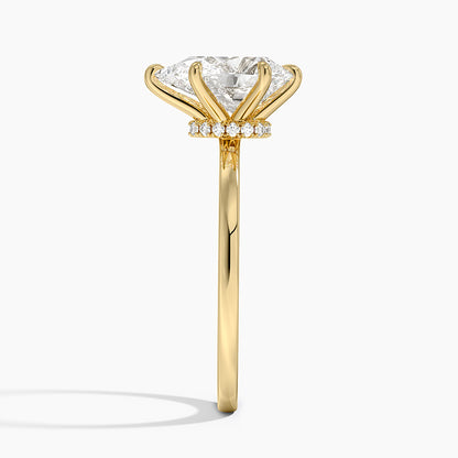 Secret Halo Six-Prong Diamond Ring - Pear Center Stone