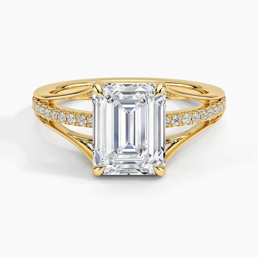 Tressa Split Shank Diamond Ring - Emerald Cut Center Stone