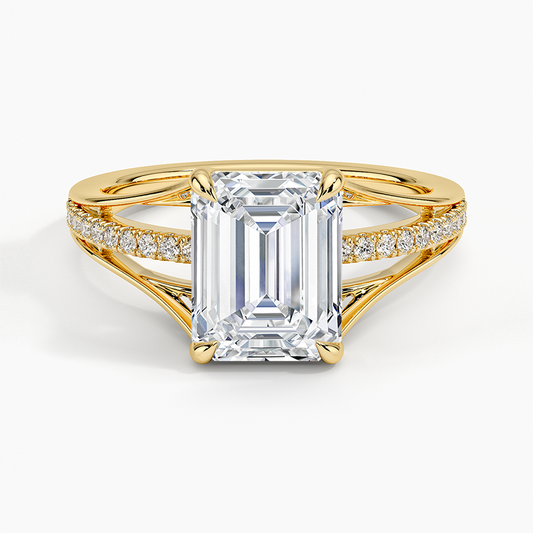 Tressa Split Shank Diamond Ring - Emerald Cut Center Stone