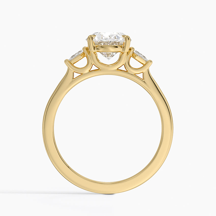 Petite Cometa Perfect Fit Three Stone Diamond Ring - Oval Center Stone