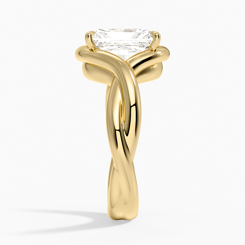 Bypass Twist Bezel Solitaire Diamond Ring - Radiant Cut Center Stone