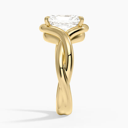 Bypass Twist Bezel Solitaire Diamond Ring - Radiant Cut Center Stone