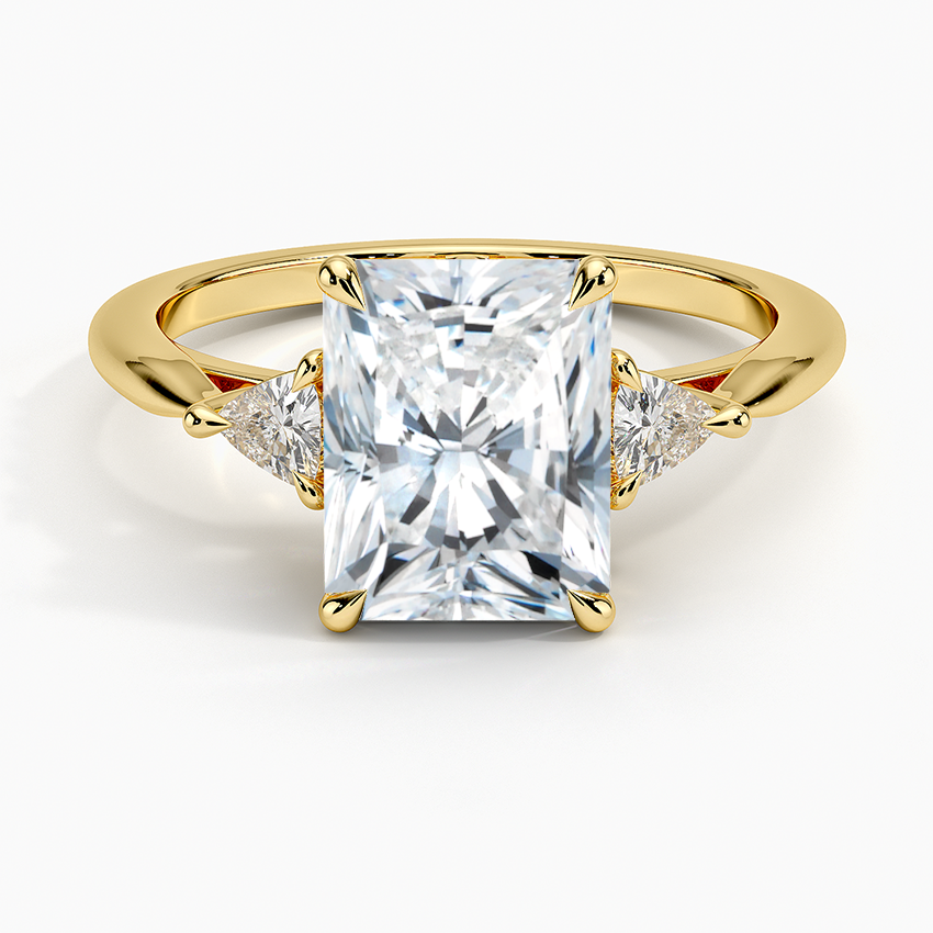 Trillion Cut Three Stone Diamond Ring - Radiant Cut Center Stone
