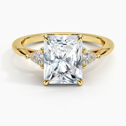 Trillion Cut Three Stone Diamond Ring - Radiant Cut Center Stone