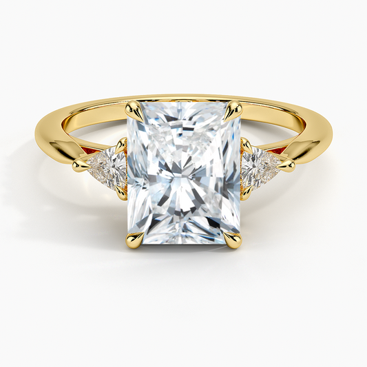 Trillion Cut Three Stone Diamond Ring - Radiant Cut Center Stone